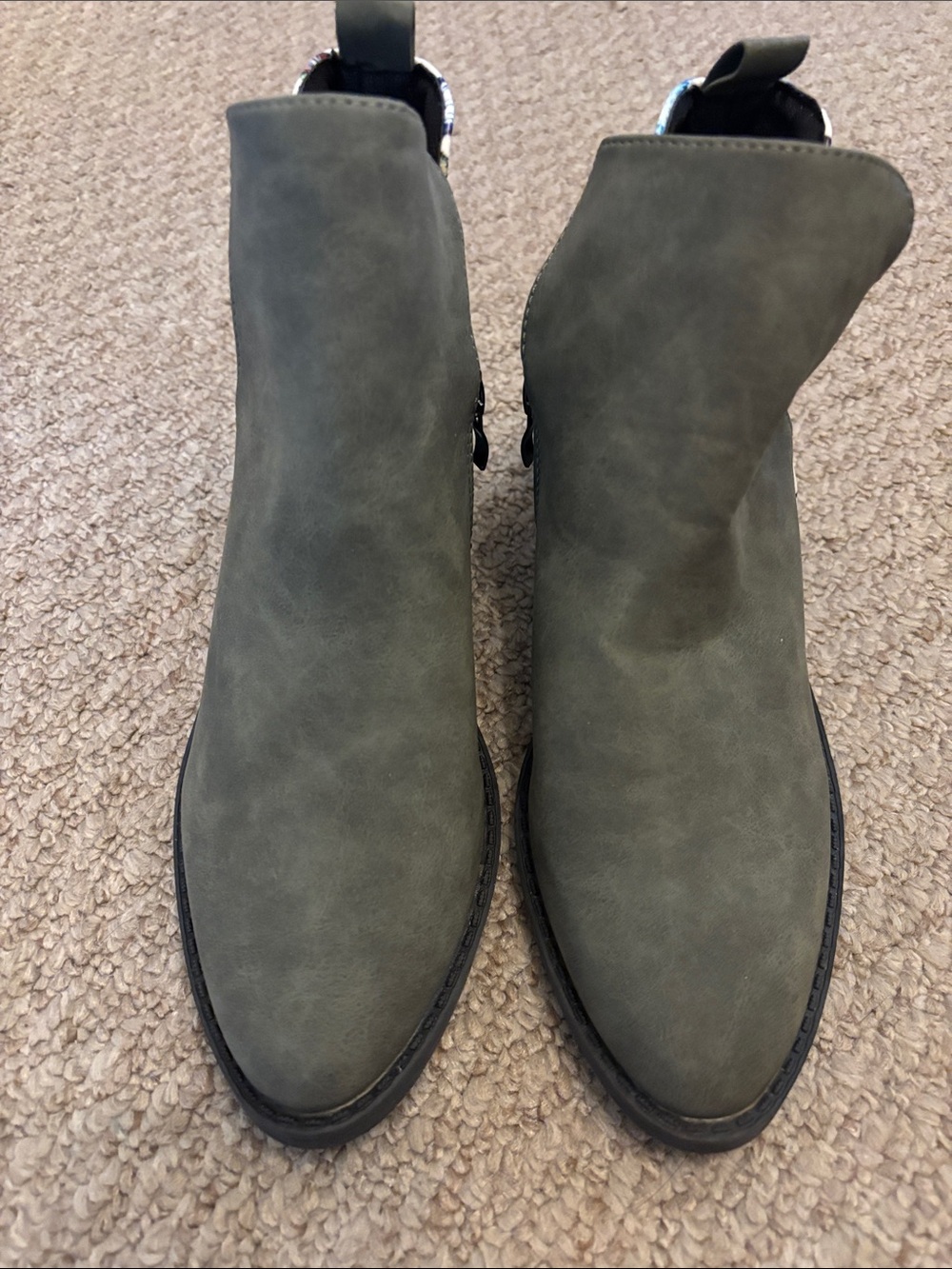 SHEIN Olive Green Women's Ankle Boots - Pointed Toe Booties